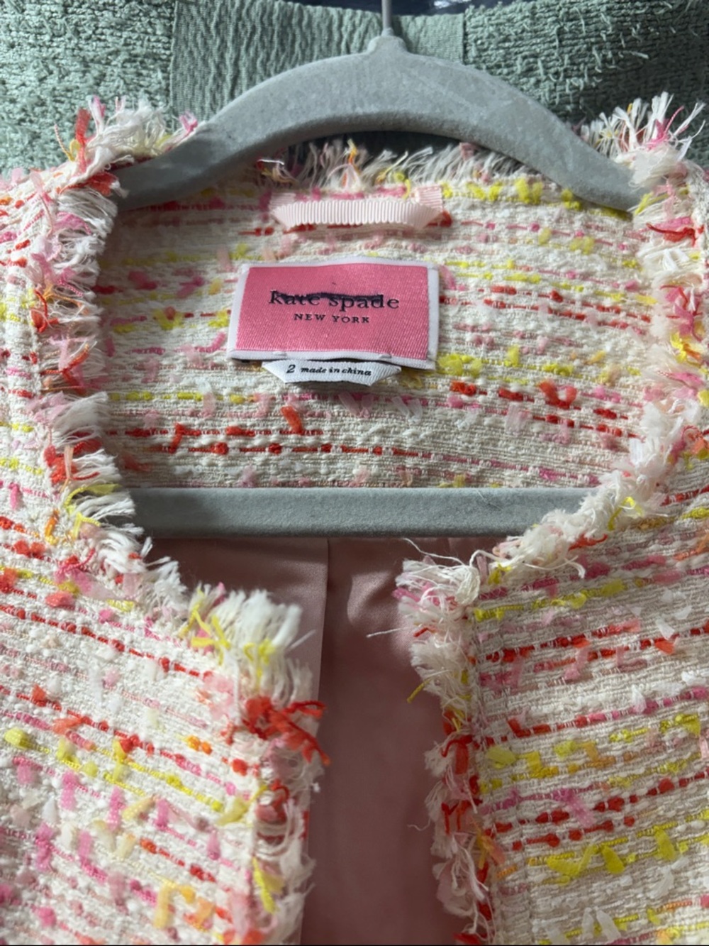 kate spade Pink Multi Bouclé Fringe Jacket - Picture 2 of 9